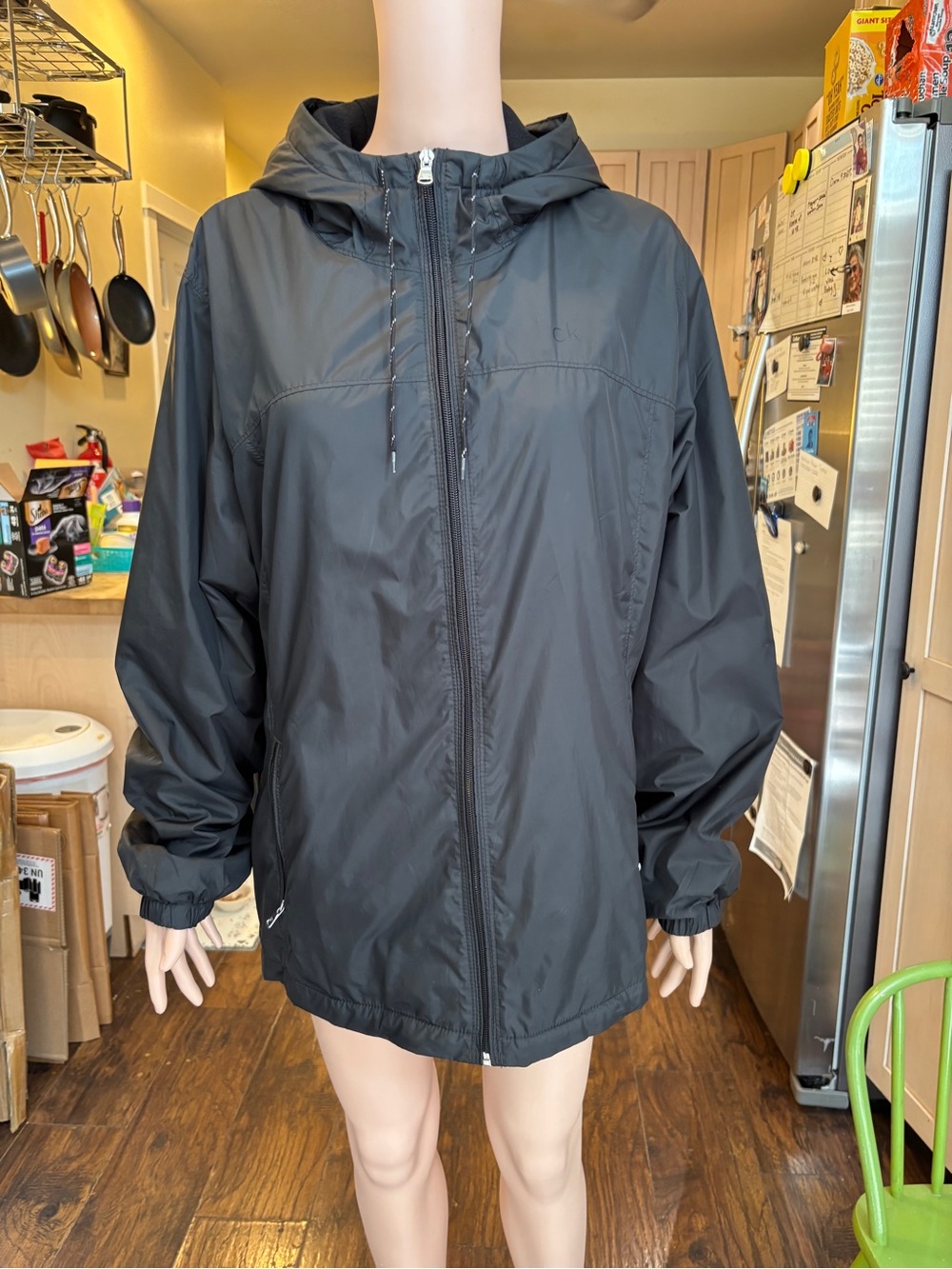 Calvin Klein Black Hooded Windbreaker Jacket